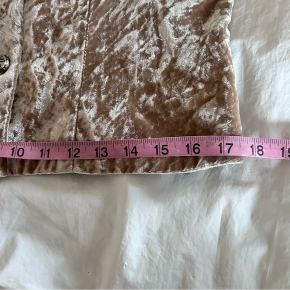 BMW DESIGNS Vintage Western Cropped Button Crushed Velvet Jacket Champagne Sz M - Picture 12 of 13